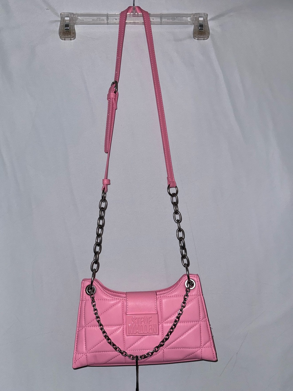 NWT Steve Madden Quilted Bhera Shoulder Bag In Thrift Pink - Picture 3 of 11
